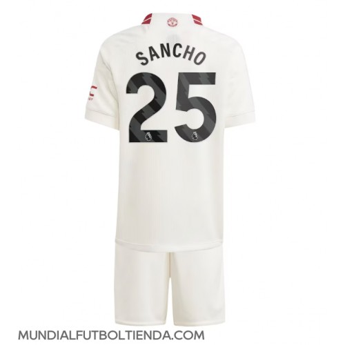 Camiseta Manchester United Jadon Sancho #25 Tercera Equipación Replica 2023-24 para niños mangas cortas (+ Pantalones cortos)